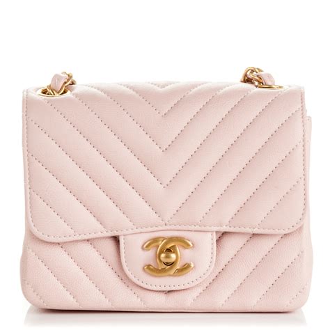 CHANEL Calfskin Chevron Quilted Mini Square Flap 